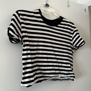 Black and white striped crop top